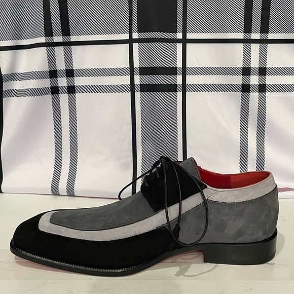 Emilio Franco shoes suede black/gray Oxford red bottom - Picture 3 of 5
